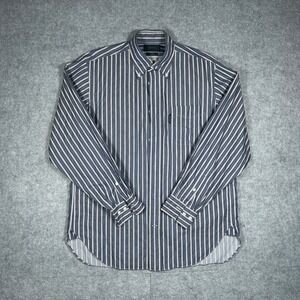 Façonnable button down Shirt Mens Medium Blue Heritage Striped Cotton luxury